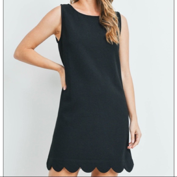 Dresses & Skirts - Scalloped Hem Little Black Shift Dress